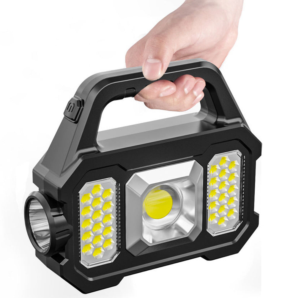 Multifunctional Searchlight Outdoor Waterproof Solar Rechargeable Glare Flashlight Cob Portable Light eprolo
