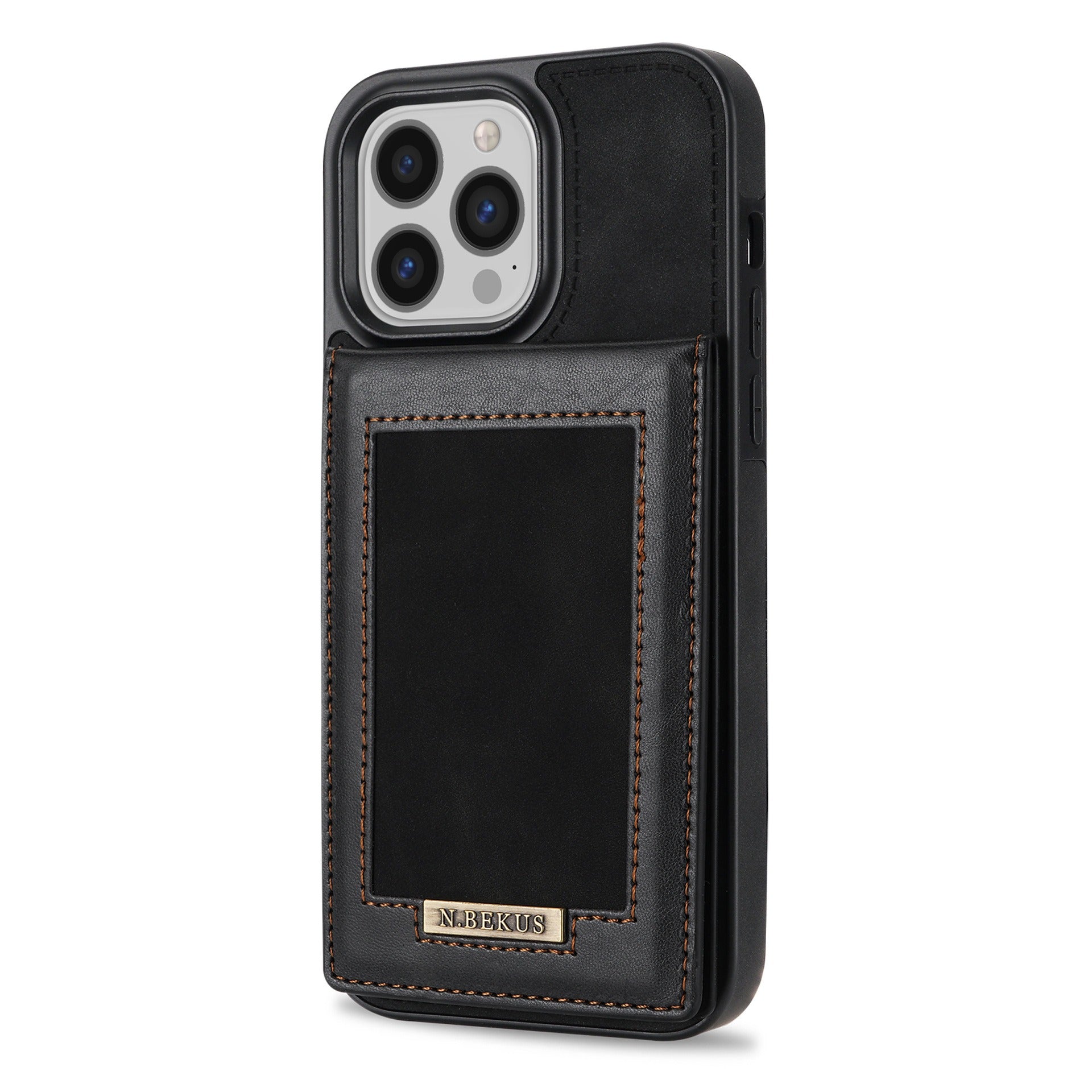 For iPhone 14ProMax Card Holder Phone Leather Case Samsung S23Ultra Photo Frame Magnetic Buckle Protective Case - 2bazar4