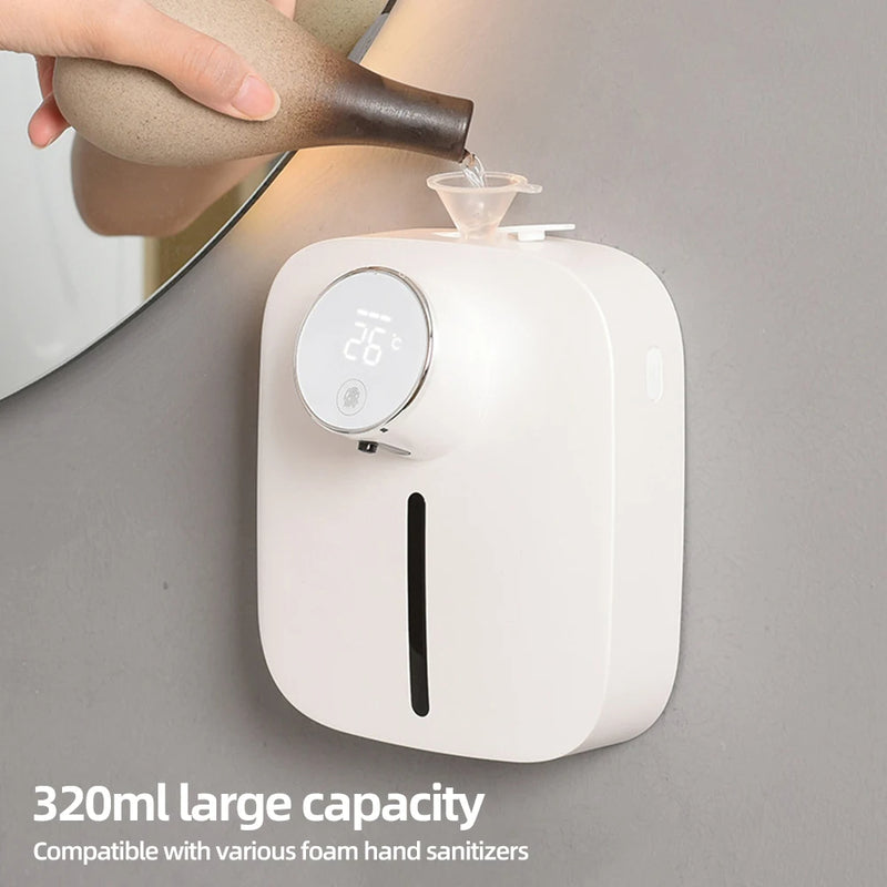 Wall-mounted Automatic Soap Dispenser Multifunctional Infrared Sensor LED Digital Display Touchless Foam USB Rechargeable - 2bazar4