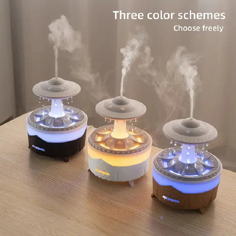 Rain Drop Air Humidifier Essential Oil Diffuser 350ml 7 Colors LED Lamp Ultrasonic Remote Control USB Rain Cloud Aroma Diffuser - 2bazar4