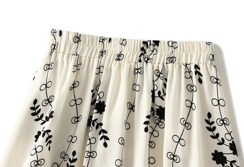 Summer Printed A-Line Skirt All-Match High Waist Skirt Women's Design Sense Midi Skirt - 2bazar4