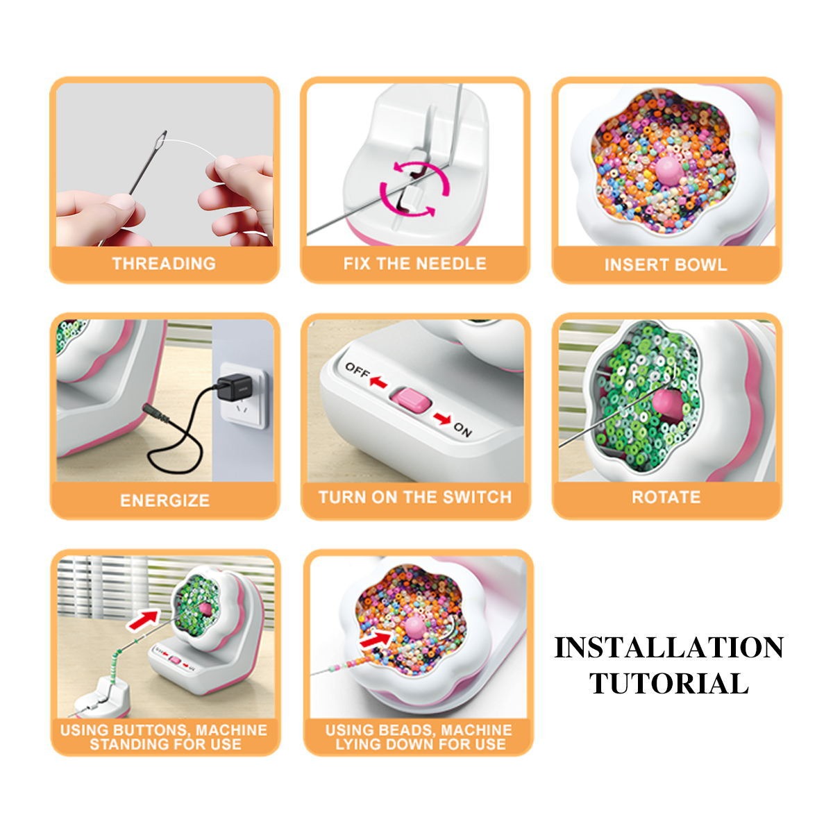 Electric automatic beading machine beading bowl DIY manual beading machine soft ceramic rice bead beading tool beading tool - 2bazar4