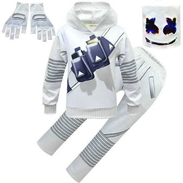 DJ Marshmello Costumes Jumpsuits Kids Clown Cosplay Clothes Halloween Christmas Costume Party Game Cosplay Fortnites Costumes eprolo