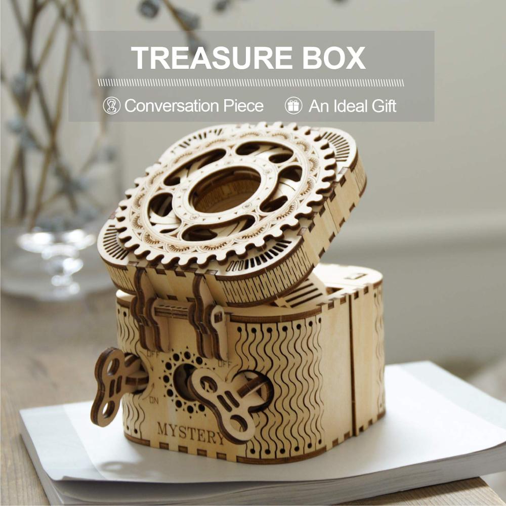 Robotime 123pcs Creative DIY 3D Treasure Box Wooden Puzzle Game Assembly Toy Gift for Children Teens Adult LK502 - 2bazar4