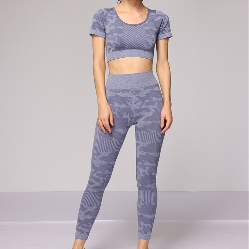 Women Seamless Yoga Set Gym Clothing Sport Set Tracksuit Leopard Backless Top Fitness Leggings Sportwear - 2bazar4