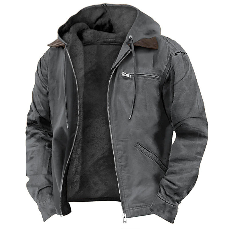3D printed digital printed hooded sweatshirt with brown lining cotton jacket - 2bazar4