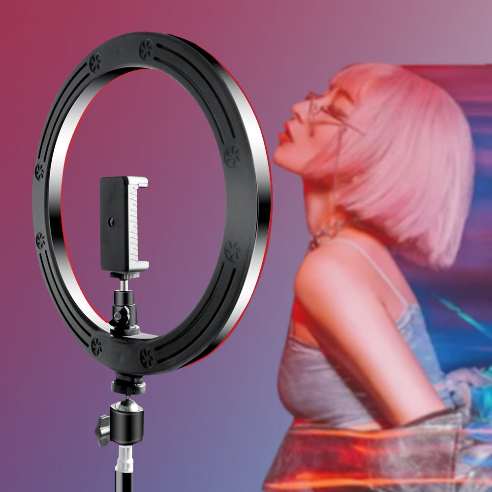 10 Inch Rgb Video Light 16Colors Rgb Ring Lamp For Phone With Remote Camera Studio Large Light Led 48" Stand 160Cm For Youtuber - 2bazar4
