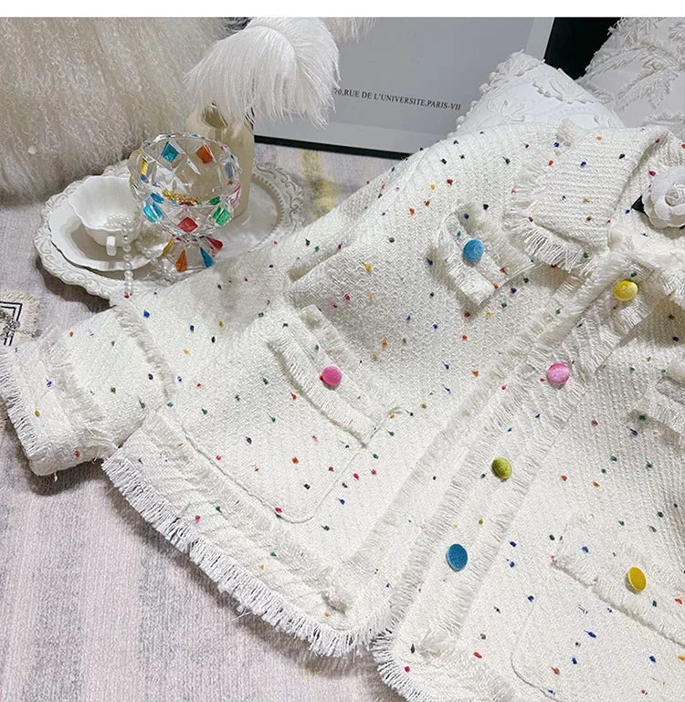 Cute little fragrant style white collar woolen short coat for women - 2bazar4