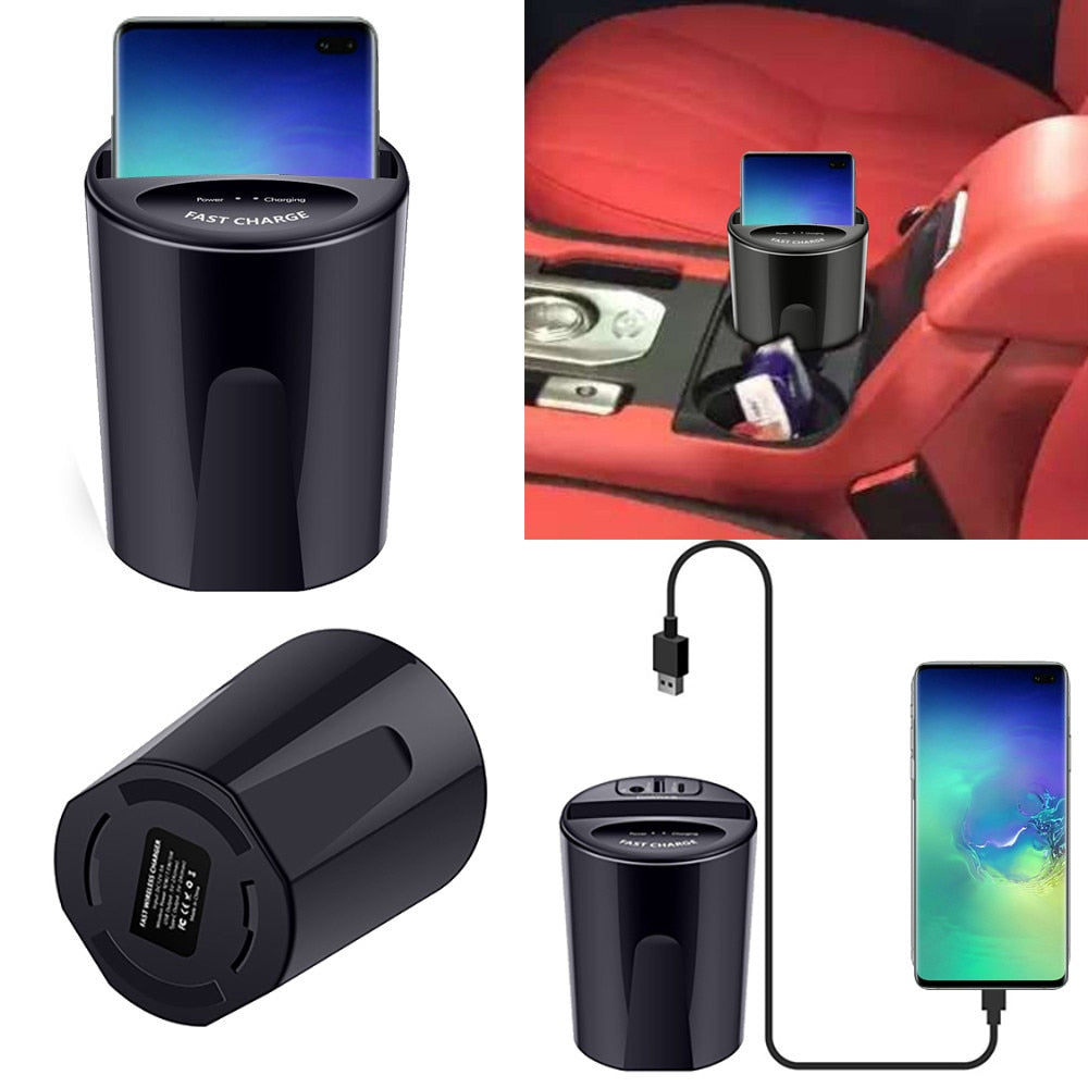 10W Car Wireless Charger Cup with USB Output - 2bazar4
