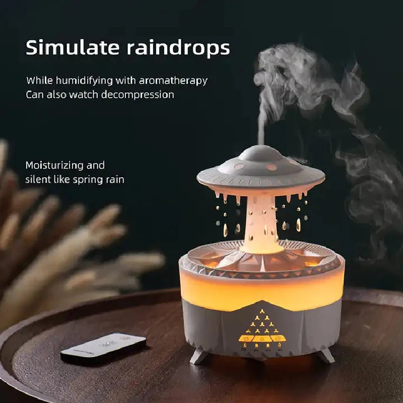 Rain Drop Air Humidifier Essential Oil Diffuser 350ml 7 Colors LED Lamp Ultrasonic Remote Control USB Rain Cloud Aroma Diffuser - 2bazar4