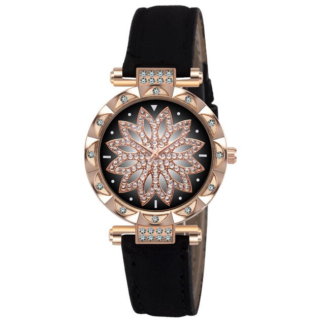 New Fashion Leather Strap Watch Women Quartz Watch Romantic Starry Sky Wrist Watch Bracelet Set for Women Gift Wrist Accessories - 2bazar4