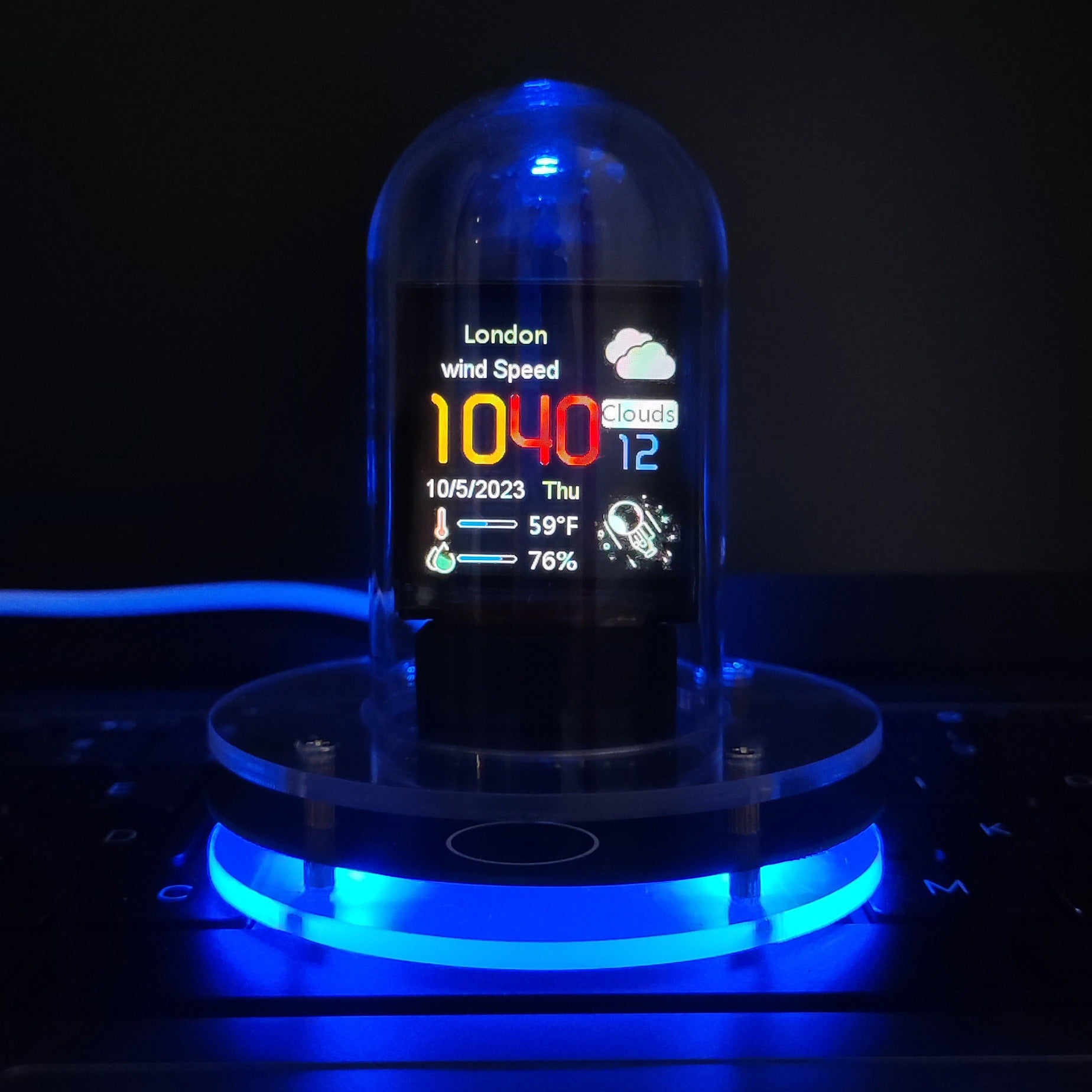 Intelligent Glow Tube Networking Weather Alarm Clock Temperature and Humidity Display Intelligent Desktop Decoration - 2bazar4