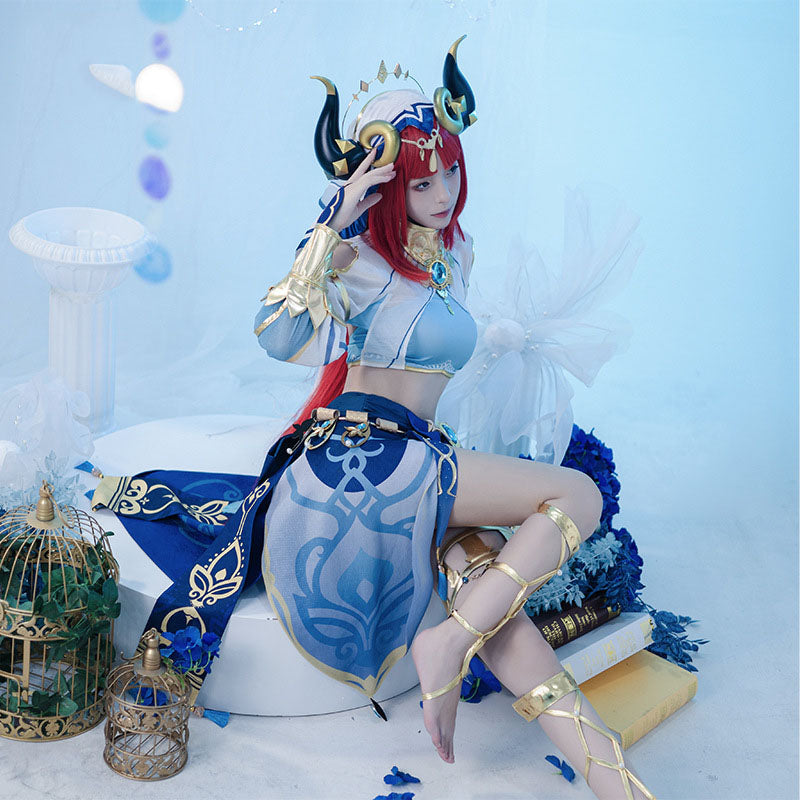 Genshin Impact Nilu Cos Dressed in Lotus Light, Dancing Feast, Xu Mi, Dancer, Exotic Style, Full Cosplay Costume, Female