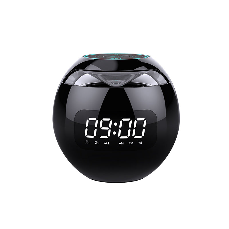 Clock Colorful Bluetooth Speaker Mini Portable Home Ball Plug in Card Small Steel Gun Computer Audio - 2bazar4