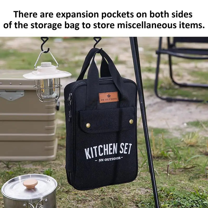 Camping Kitchen Set 8pcs Camping Outdoor Cookware Kit Stainless Steel Camping Tool Travel Set And Utensil Organizer Storage bag - 2bazar4