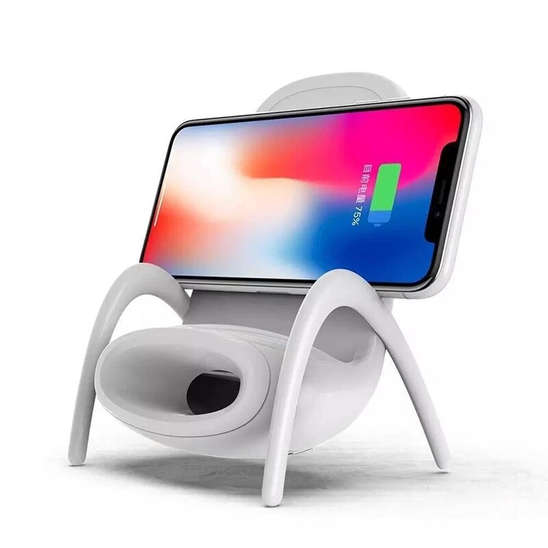 Portable Mini Chair Wireless Charger Supply For All Phones Multipurpose Phone Stand With Musical Speaker Function Charger - 2bazar4