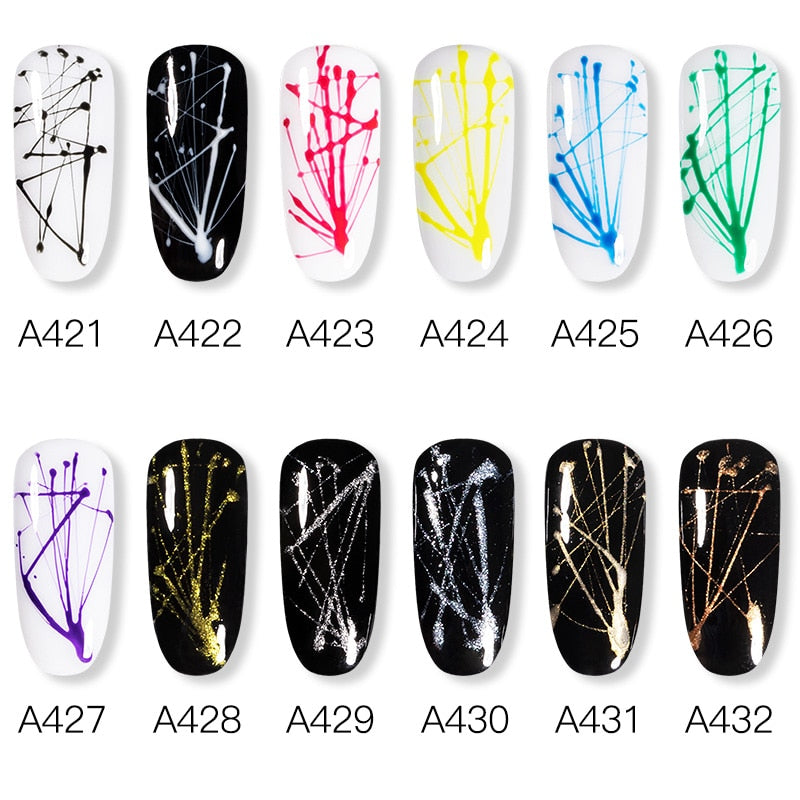 ROSALIND Gel Spider Line For Nails Art Gel Polish UV Colors Painting Gel Nail Polish Spider Gel Lacquer Web Stickers Gel Polish - 2bazar4