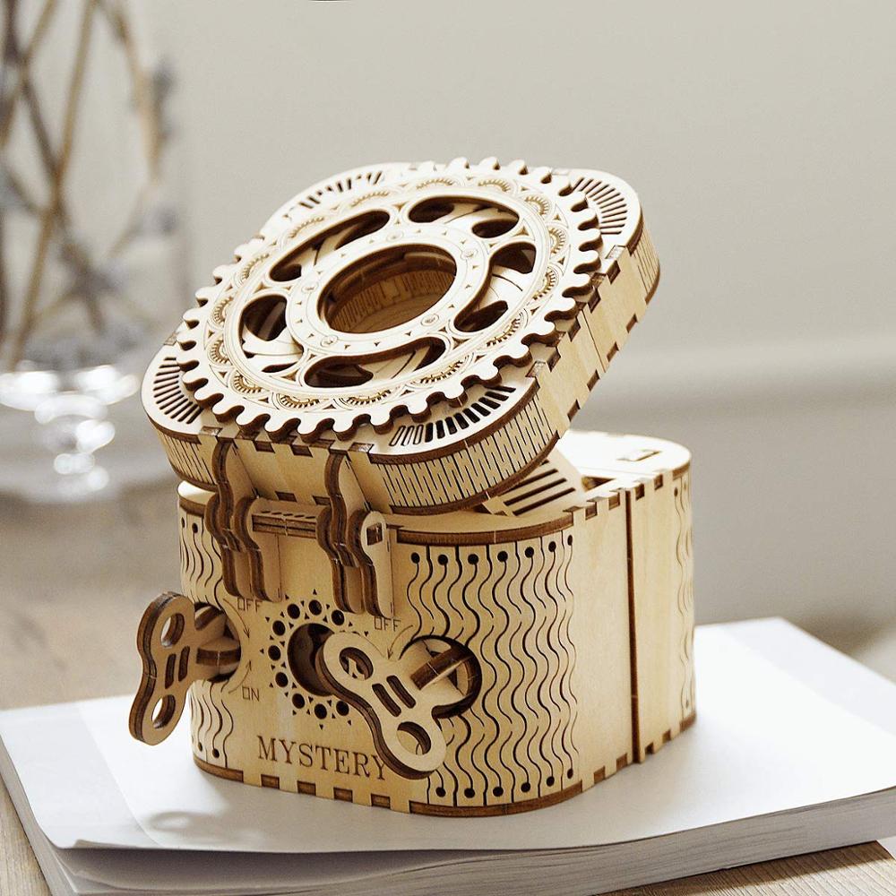 Robotime 123pcs Creative DIY 3D Treasure Box Wooden Puzzle Game Assembly Toy Gift for Children Teens Adult LK502 - 2bazar4