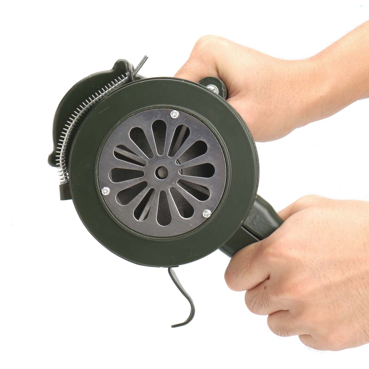 110dB Green Aluminium alloy Crank Hand Operated Air Raid Emergency Safety Alarm Buzzer Home Self Protection Security - 2bazar4