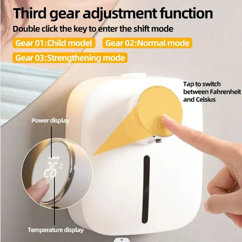 Wall-mounted Automatic Soap Dispenser Multifunctional Infrared Sensor LED Digital Display Touchless Foam USB Rechargeable - 2bazar4