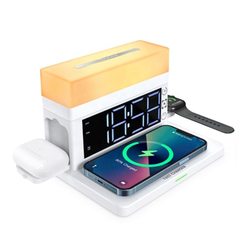 Multifunctional Wireless Charger 15W Fast Charge Desk Lamp Alarm Clock 6 in 1 for Apple, Huawei,Samsung - 2bazar4