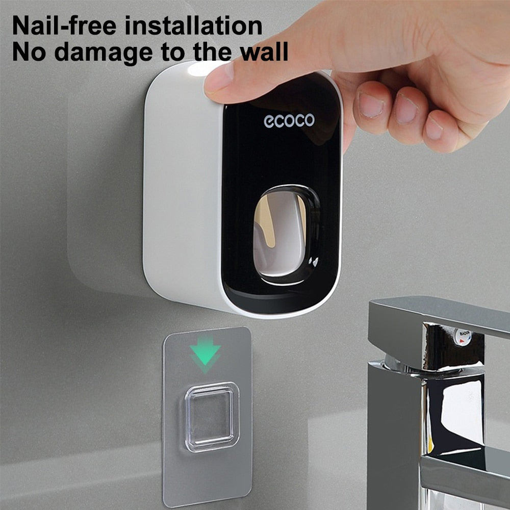 Automatic Toothpaste Dispenser Squeezers Toothpaste Tooth Dust-proof Toothbrush Holder Wall Mount Stand Bathroom Accessories Set - 2bazar4