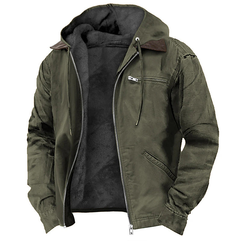 3D printed digital printed hooded sweatshirt with brown lining cotton jacket - 2bazar4