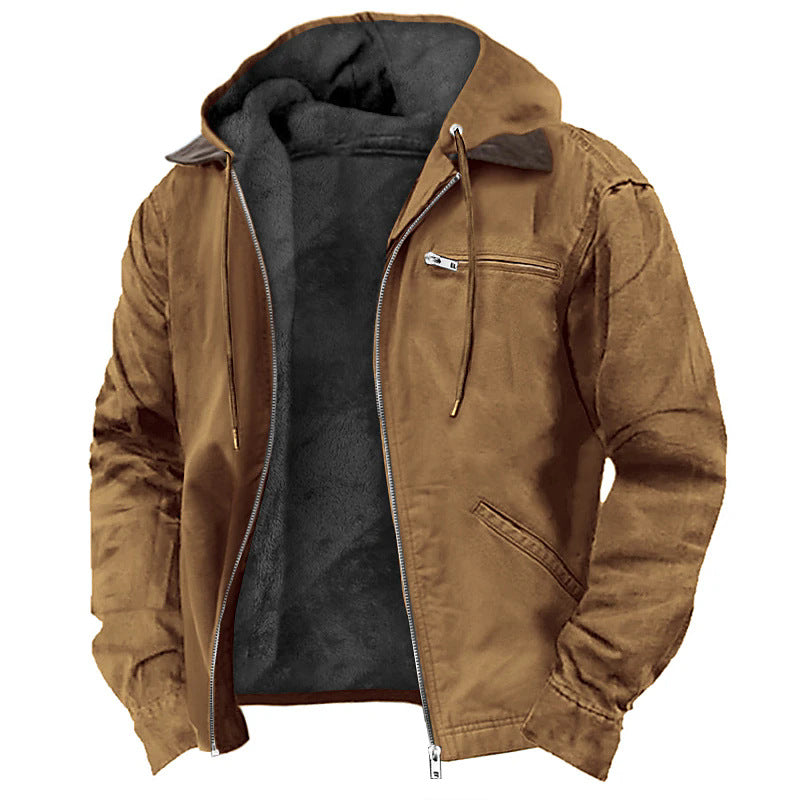 3D printed digital printed hooded sweatshirt with brown lining cotton jacket - 2bazar4
