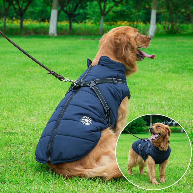 Large Pet Dog Jacket With Harness Winter Warm Dog Clothes For Labrador Waterproof Big Dog Coat Chihuahua French Bulldog Outfits.pets - 2bazar4