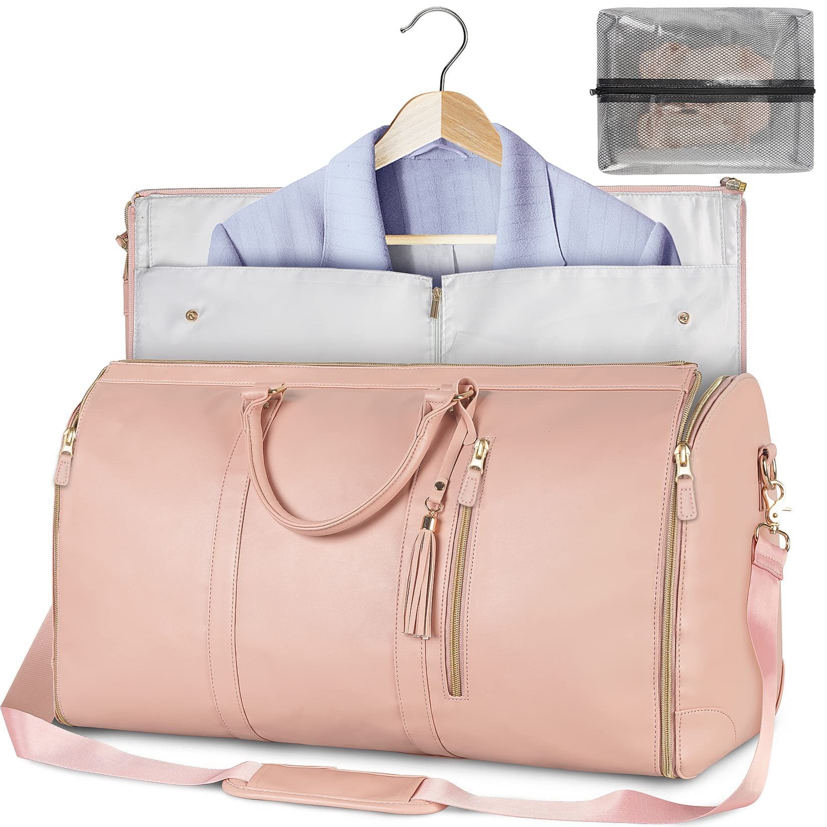 Large leather folding suit bag, travel crossbody, one shoulder sports and fitness bag, large capacity, handheld clothing, luggage bag - 2bazar4