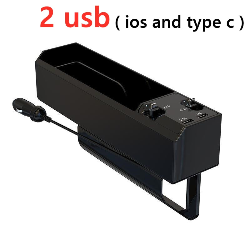 Fast Charging Car Seat Crevice Storage Box Seat Gap Slit Pocket Catcher Organizer Universal Car Seat Organizer Card Phone Holder - 2bazar4