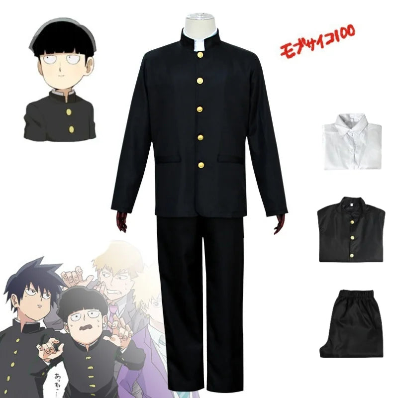 Mob Psycho 100 Mobu Saiko Hyaku Kageyama Shigeo Cosplay Costume Men Daily Casual black Gakuran Suits Coat Pants School Uniform eprolo