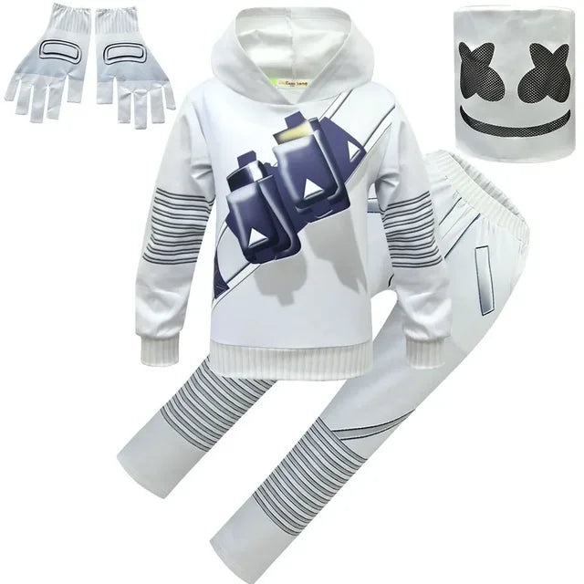 DJ Marshmello Costumes Jumpsuits Kids Clown Cosplay Clothes Halloween Christmas Costume Party Game Cosplay Fortnites Costumes eprolo