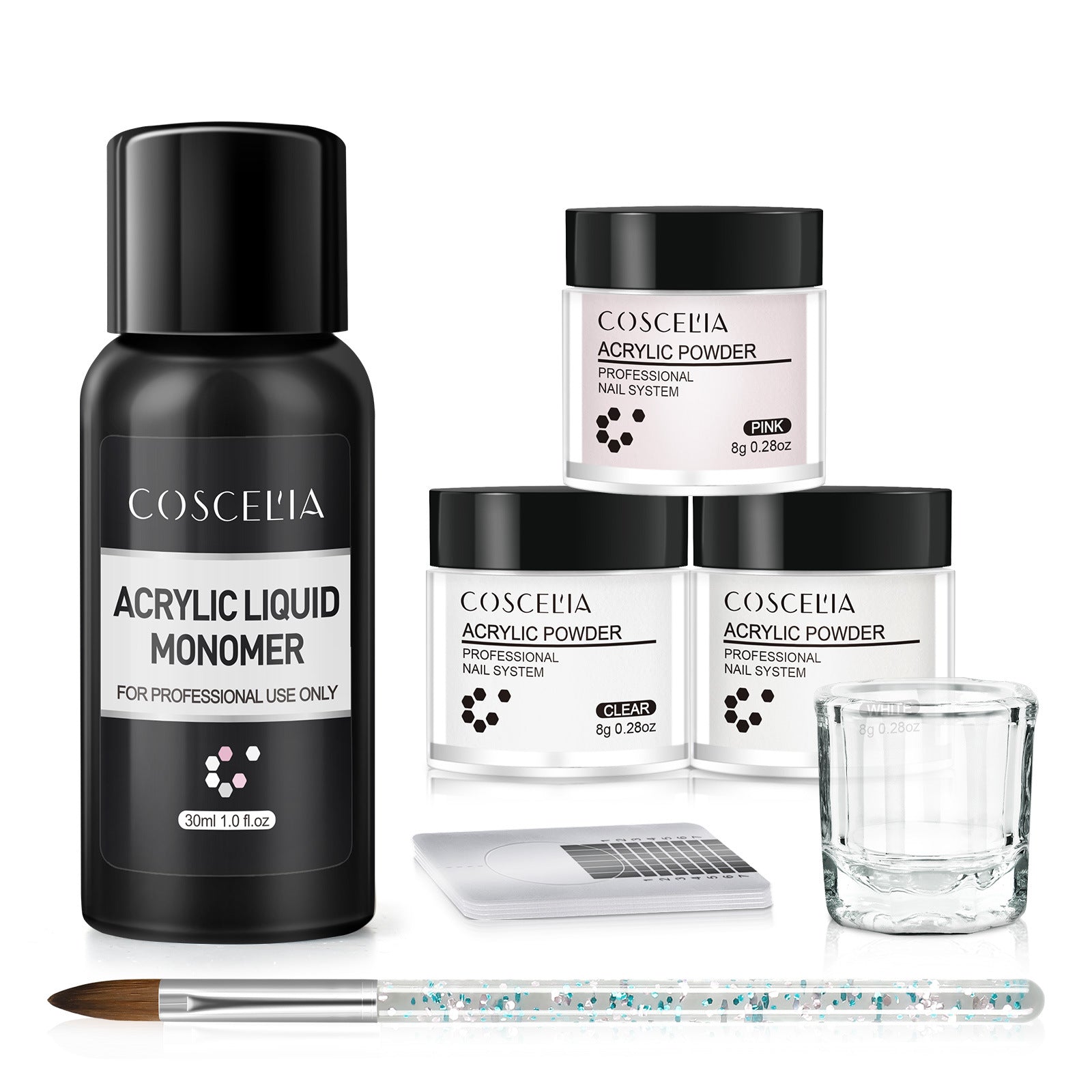 COSCELIA Crystal Powder 30ml Crystal Liquid Set Carved Extended Nail Art Beginner Crystal Nail Set - 2bazar4