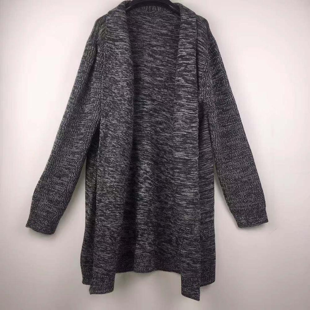 Knitted Cardigan Sweater Men Autumn Mens Long Sweater Jacket Casual Slim Fit Trench Knitwear Sweaters Streetwear Tops Gray - 2bazar4