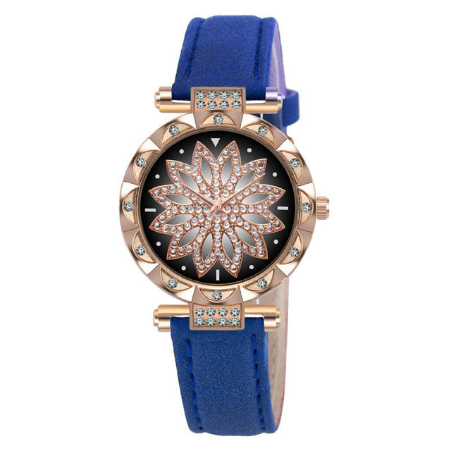 New Fashion Leather Strap Watch Women Quartz Watch Romantic Starry Sky Wrist Watch Bracelet Set for Women Gift Wrist Accessories - 2bazar4