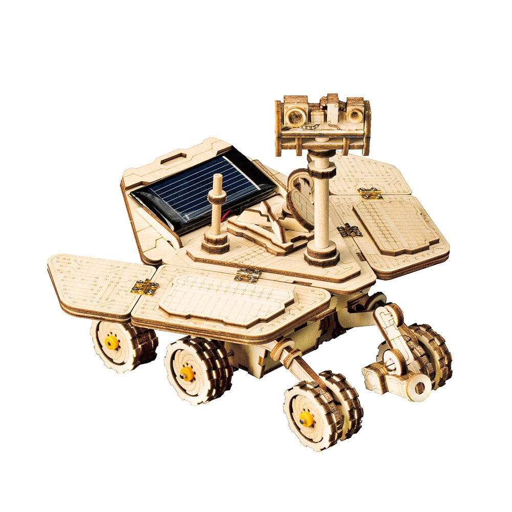 Robotime ROKR DIY Solar Energy Wooden Blocks Toys Model Building Kit Space Hunting Assembly Toys For Children Kids - 2bazar4