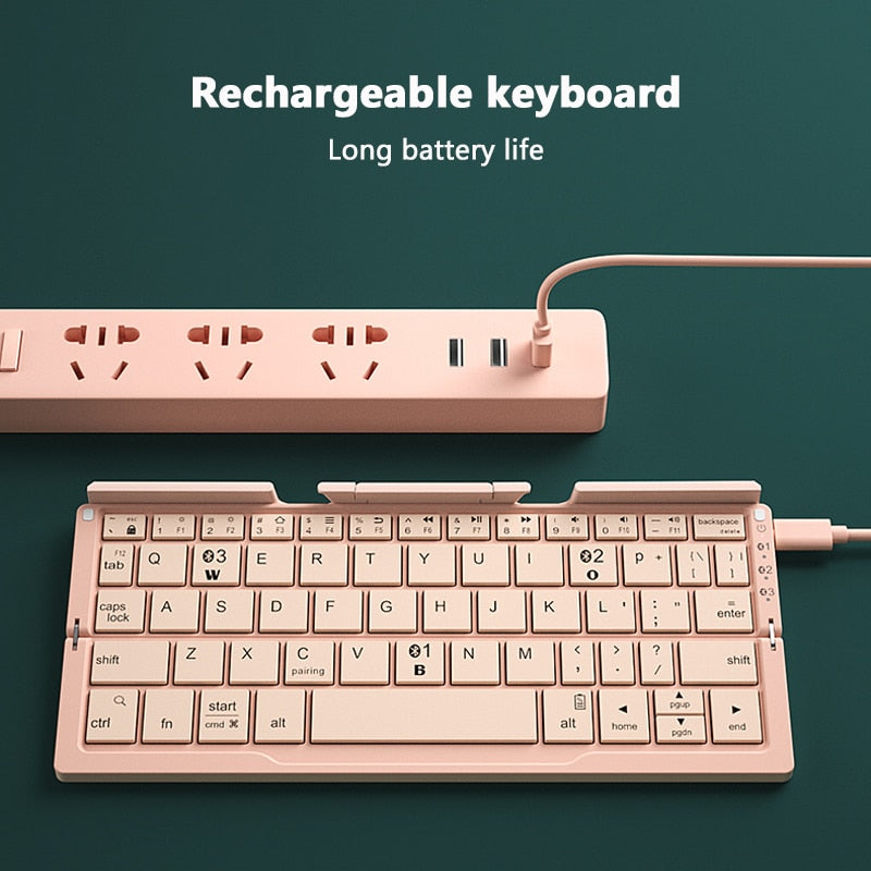 Mini Folding Keyboard Wireless Bluetooth-compatible Keyboard Foldable Keypad For Laptop Windows Android Tablet ipad Phone - 2bazar4