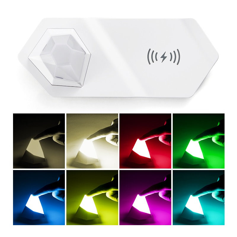 New Bedside Table Lamp Colorful Diamond Night Light Wireless Charger Multifunctional 2-In-1 Magnetic Atmosphere Lamp - 2bazar4