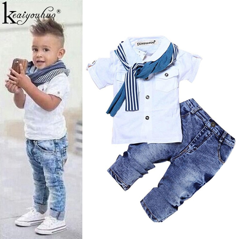 Toddler Boy Clothes Summer Children Clothing Boys Sets Costume For Kids Clothes Sets T-shirt+Jeans Sport Suits 2 3 4 5 6 7 Years - 2bazar4