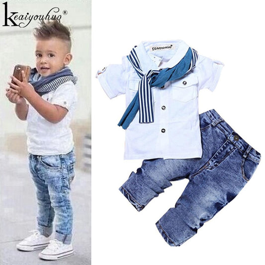 Toddler Boy Clothes Summer Children Clothing Boys Sets Costume For Kids Clothes Sets T-shirt+Jeans Sport Suits 2 3 4 5 6 7 Years - 2bazar4