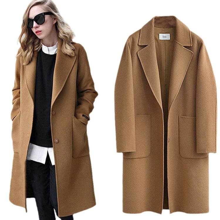 Autumn and winter women's double-sided woolen coat, European and American new long loose woolen coat, women's woolen coat - 2bazar4
