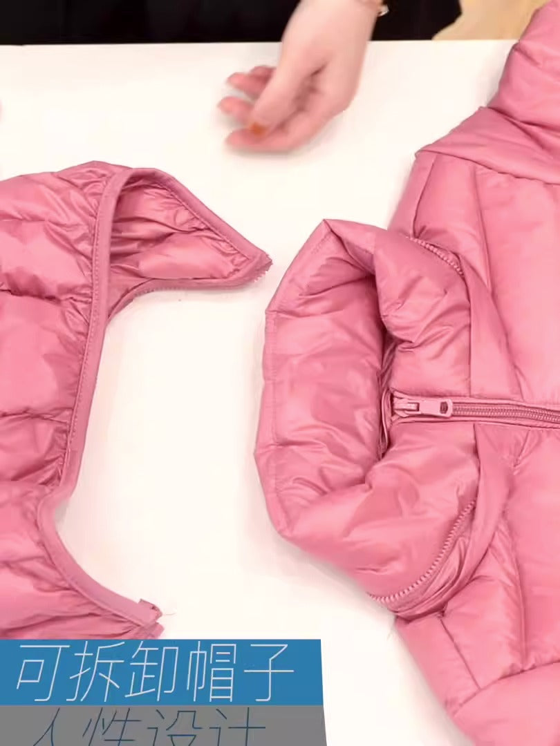 Lightweight and slim down jacket, women's mid length, hooded, oversized jacket with detachable hat - 2bazar4