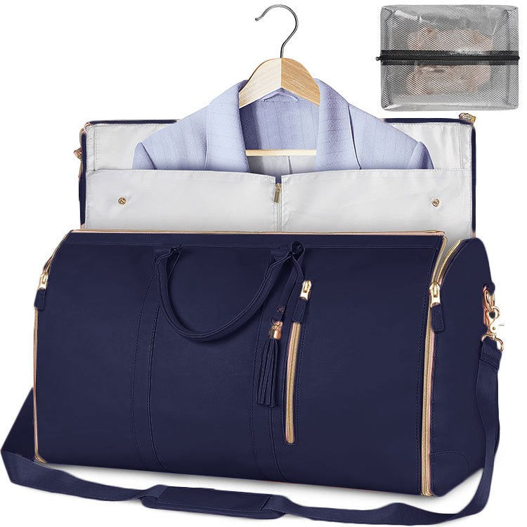 Large leather folding suit bag, travel crossbody, one shoulder sports and fitness bag, large capacity, handheld clothing, luggage bag - 2bazar4