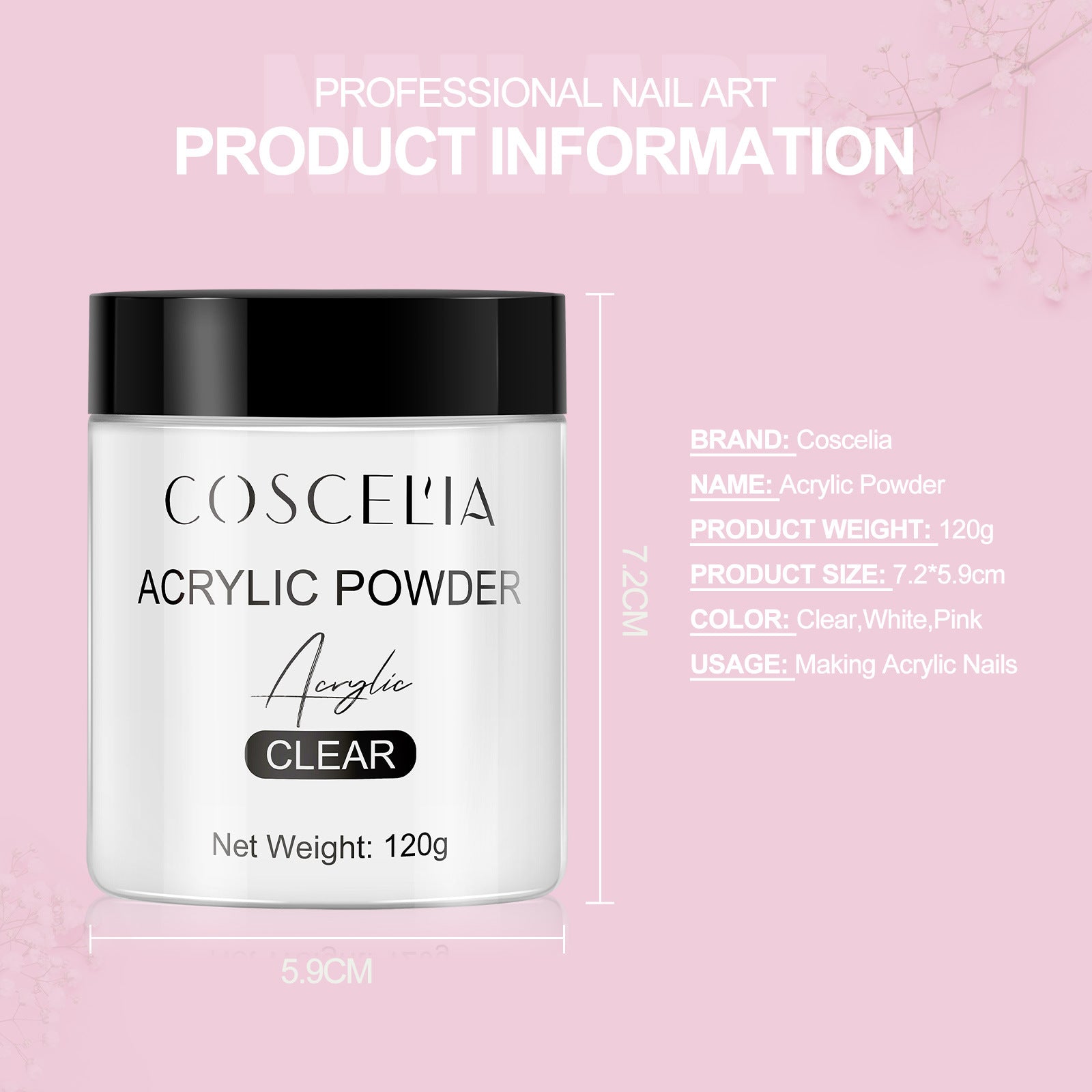 COSCELIA New 120g White Powder Transparent Crystal Powder 150ML Crystal Liquid Nail Shop Nail Tool Set - 2bazar4