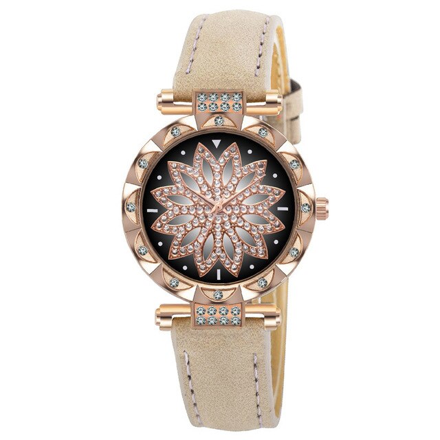 New Fashion Leather Strap Watch Women Quartz Watch Romantic Starry Sky Wrist Watch Bracelet Set for Women Gift Wrist Accessories - 2bazar4