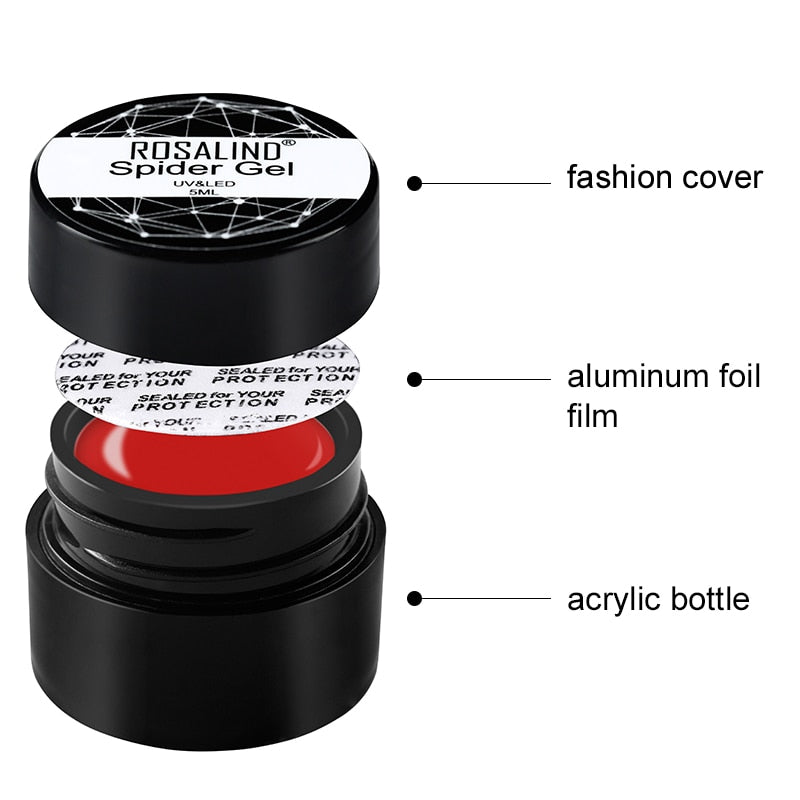 ROSALIND Gel Spider Line For Nails Art Gel Polish UV Colors Painting Gel Nail Polish Spider Gel Lacquer Web Stickers Gel Polish - 2bazar4