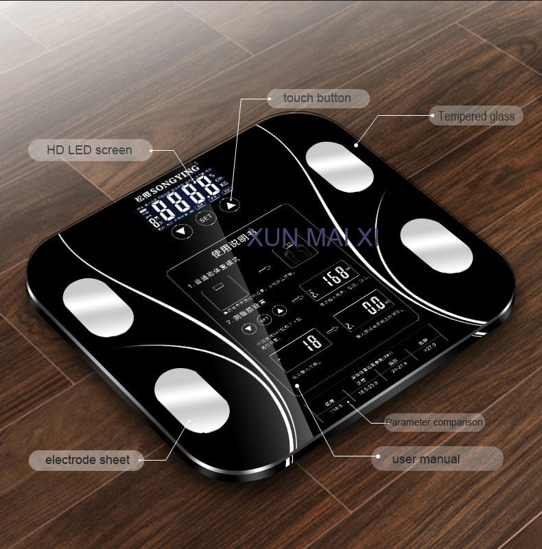 13 Body Index Electronic Smart Weighing Scales Bathroom Body Fat bmi Scale Digital Human Weight Mi Scales Floor lcd display - 2bazar4