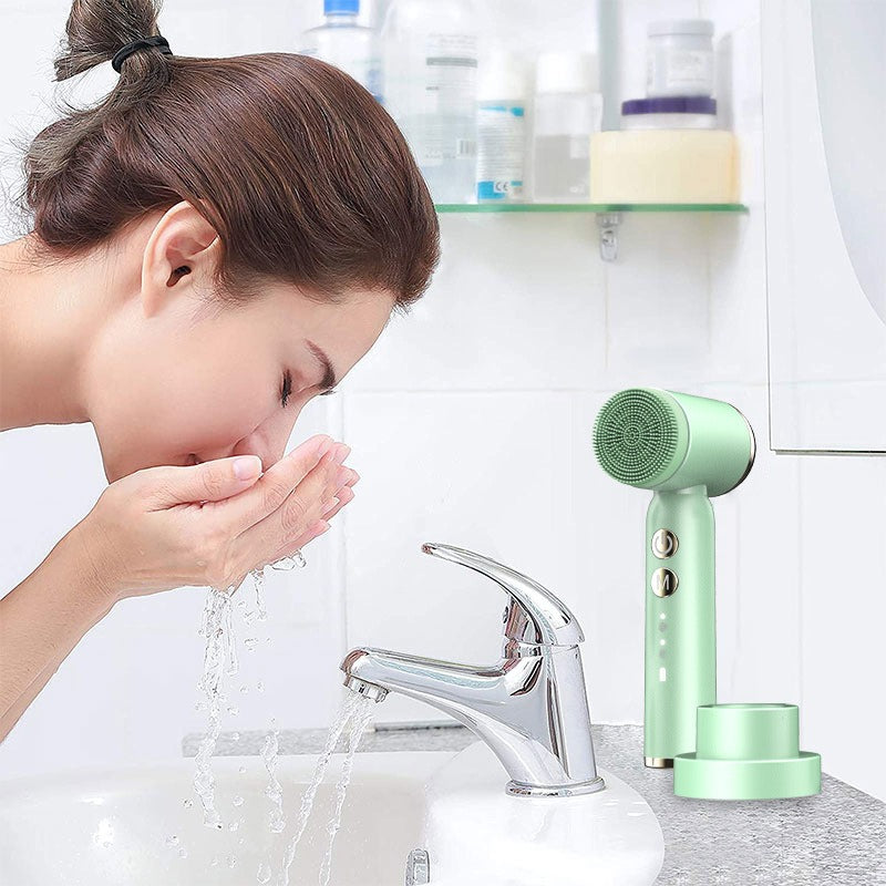 6-In-1 Hot And Cold Facial Cleanser Display Cleansing Brush Ultrasonic Facial Cleanser Pore Cleaning Silicone Beauty Instrument - 2bazar4