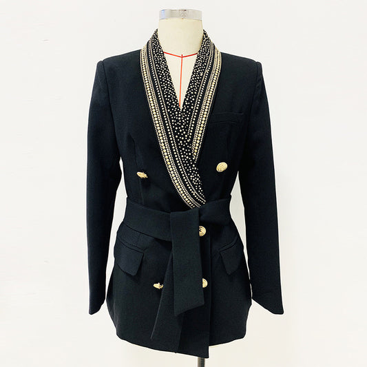 Fashion Women's Blazer Shawl Collar Double Breasted Long Sleeves BronzBlazer Shawl Collar Double Breasted Long Sleeves Bronzing Belt Slim Suit Jackets AutumnFabric name cotton blendMain fabric composition polyester fiber (polyester)Color: black, white (Unit: CM):S,M,L,XL
Size
Bust(cm)
Waist(cm)
Shoulder(cm)
Sleeve(cm)
L
